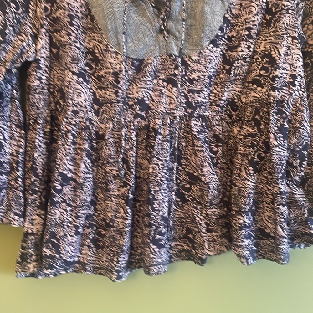 Anthropologie Akemi + Kin Marcella Boho Top Blue Peasant Blouse Shirt Sz M - Picture 4 of 10